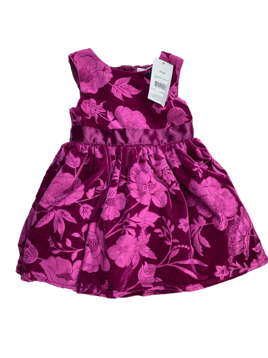 George Pink Velour Dress with Flowers 18-24M