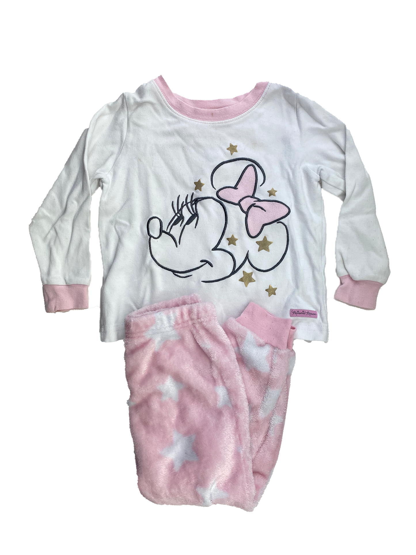 Disney White & Pink PJ Set with Minnie Mouse & Stars 2-3T