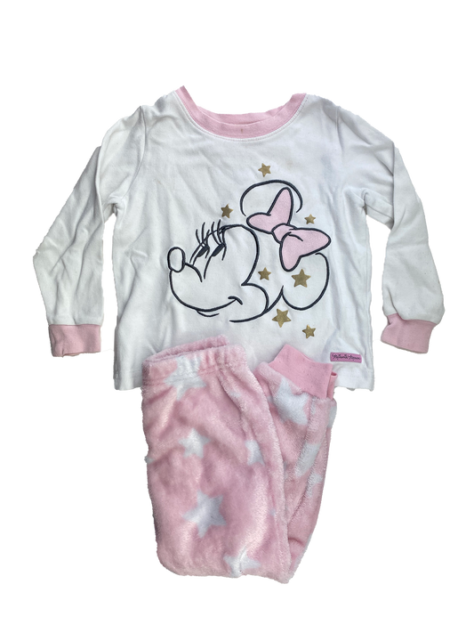 Disney White & Pink PJ Set with Minnie Mouse & Stars 2-3T