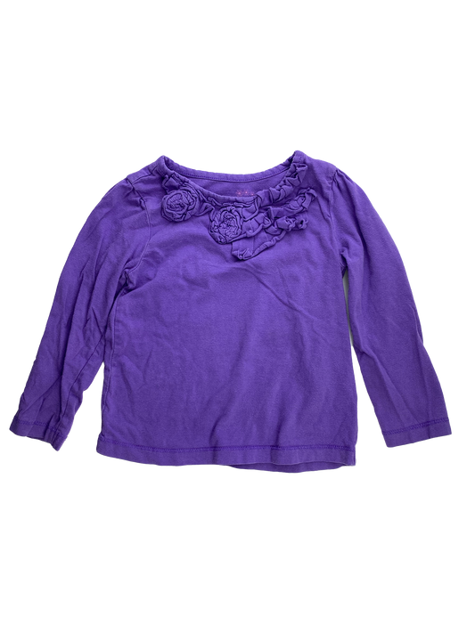 Tangerine Purple Long Sleeve Shirt with Ruffles 3T