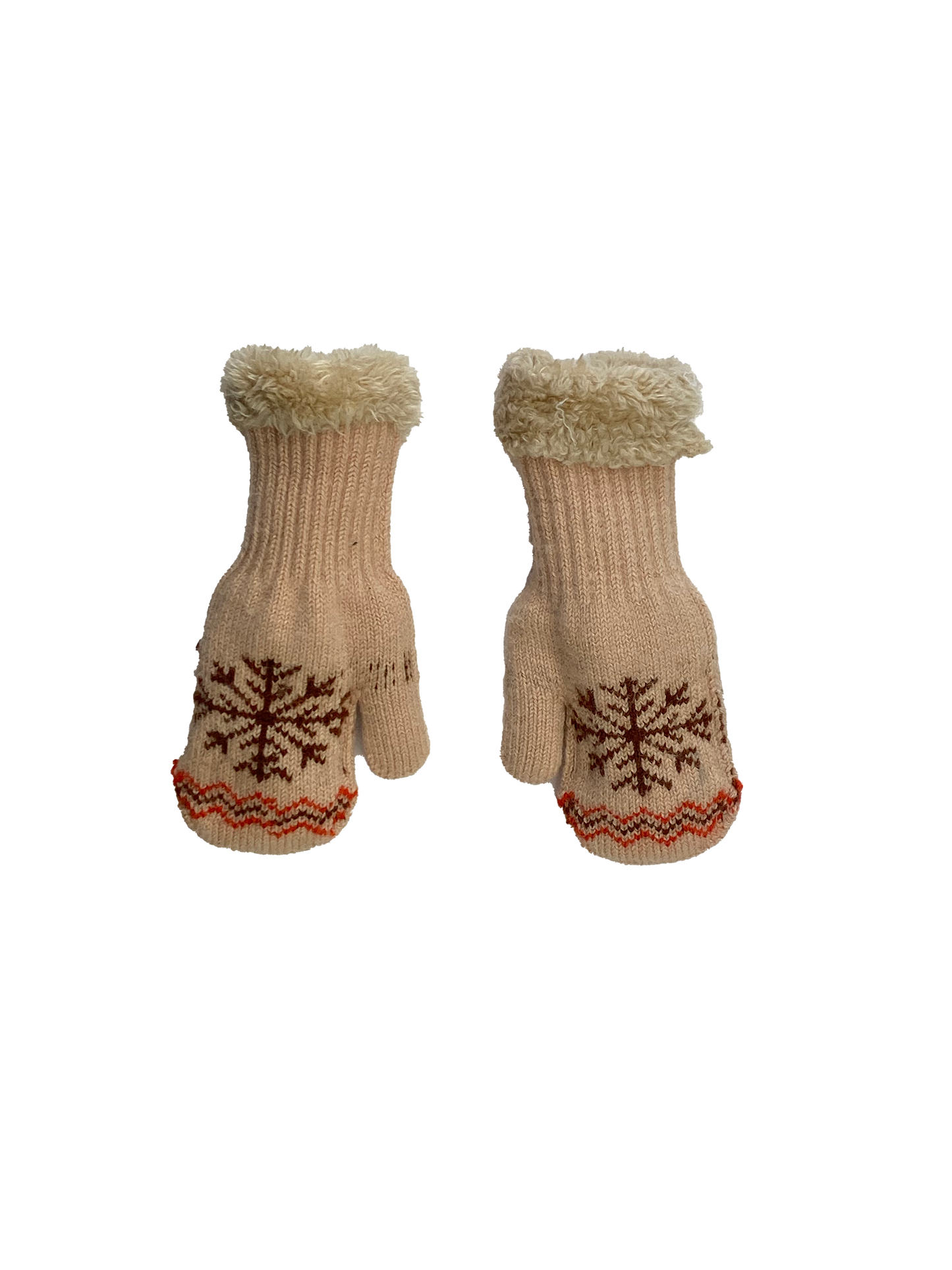 Beige Knit Mittens with Snowflakes Baby - Toddler