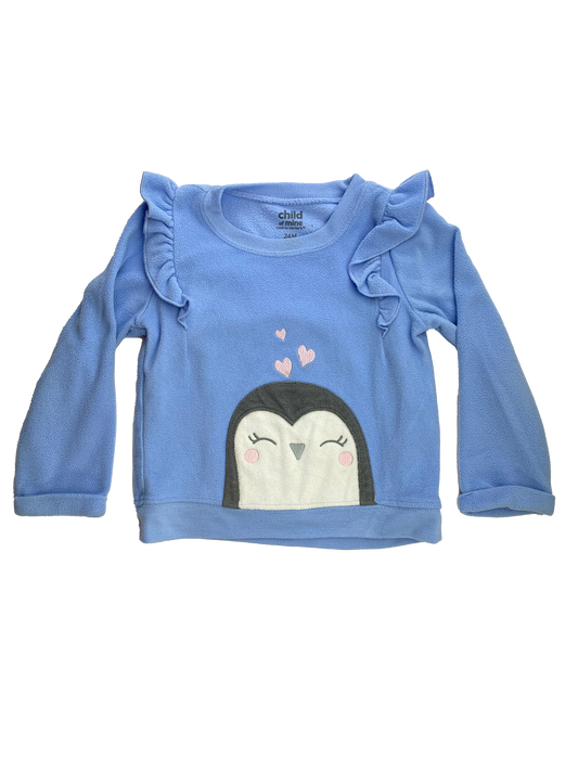 Child of Mine Blue Fleece Sweater with Penguin 24M
