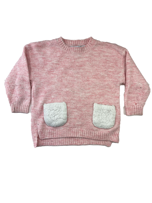 George Pink Pull-Over Sweater with White Pockets 2T