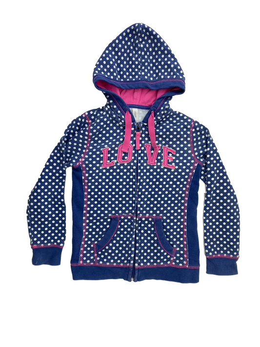 Nevada Navy Zip-Up Hoodie with White Dots & "LOVE"  6