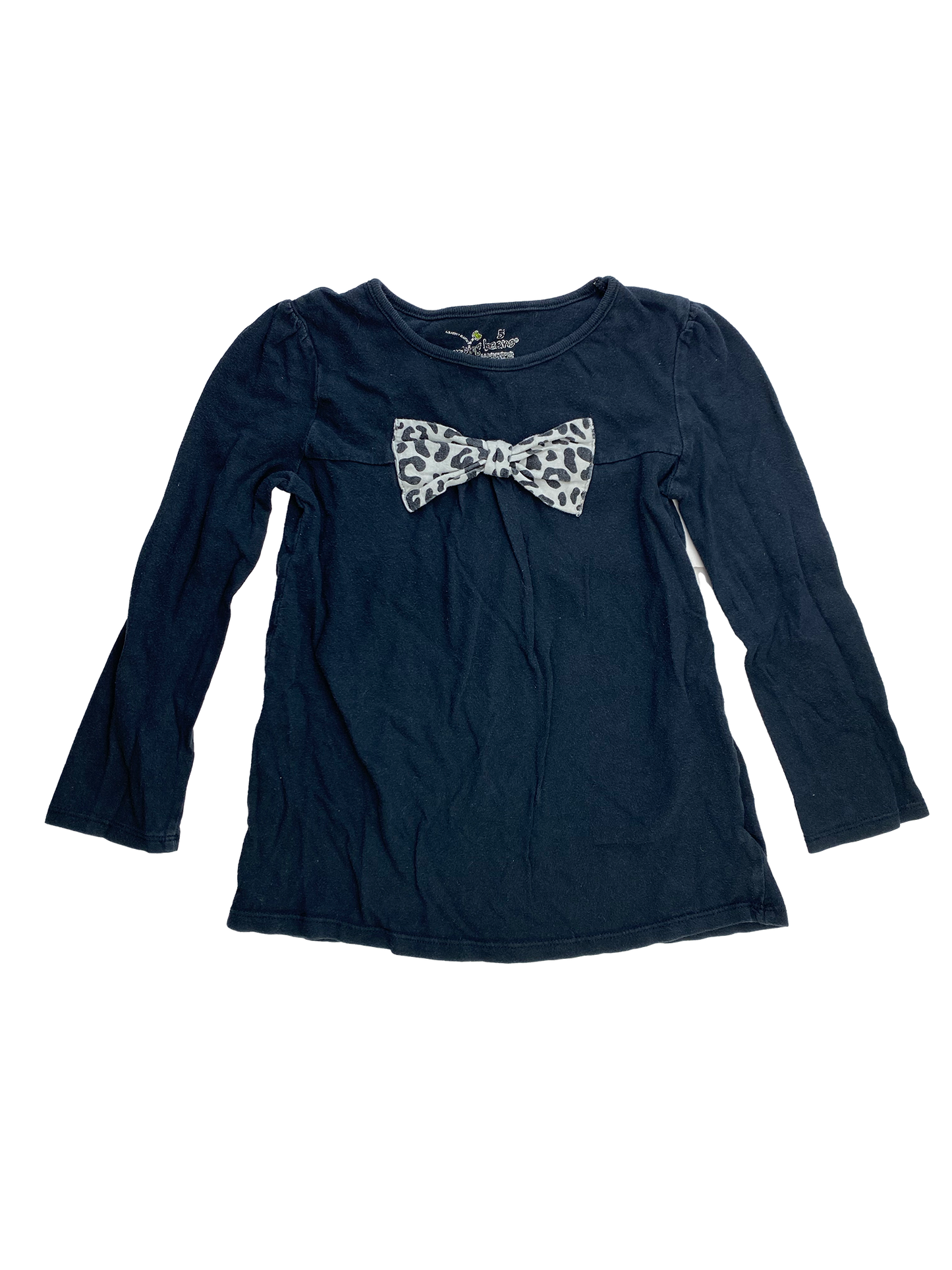 Jumping Beans Black Long Sleeve Shirt with Leopard Print Bow 5