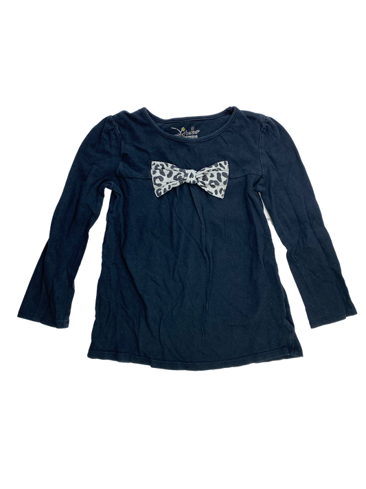 Jumping Beans Black Long Sleeve Shirt with Leopard Print Bow 5