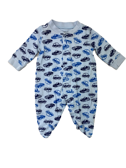 Love'n Cuddles Blue Footed Sleeper with Cars 1M