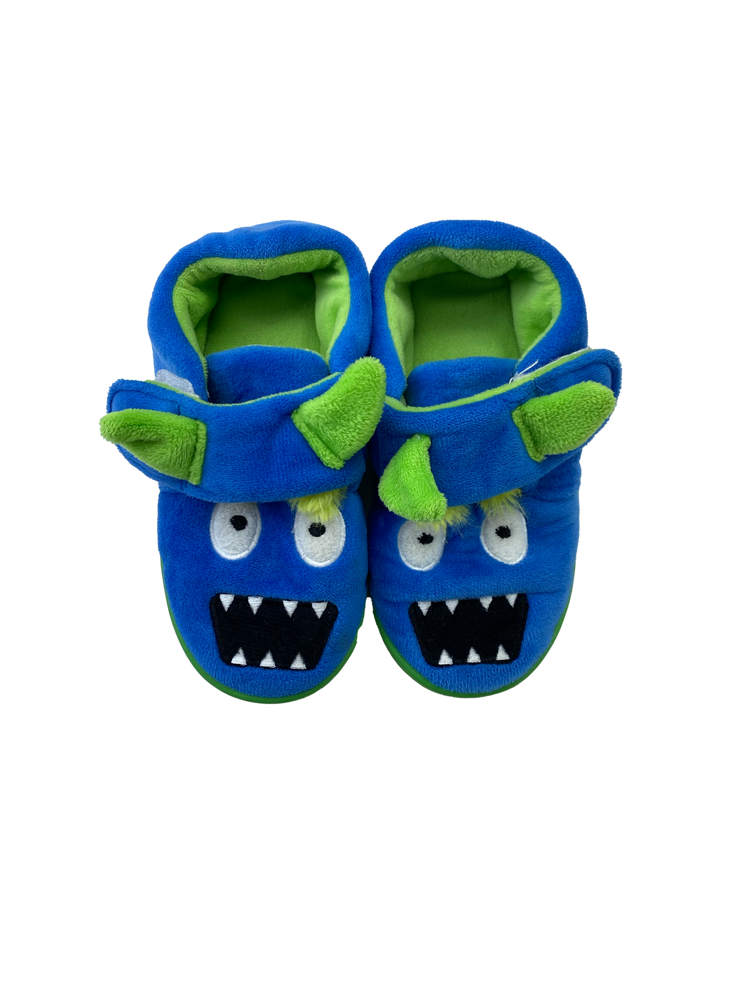 Blue Hard Sole Slippers with Monster Feet 9-10