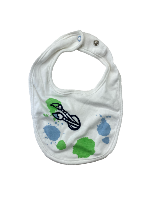 Joe Fresh White Bib with Paint Brushes NB