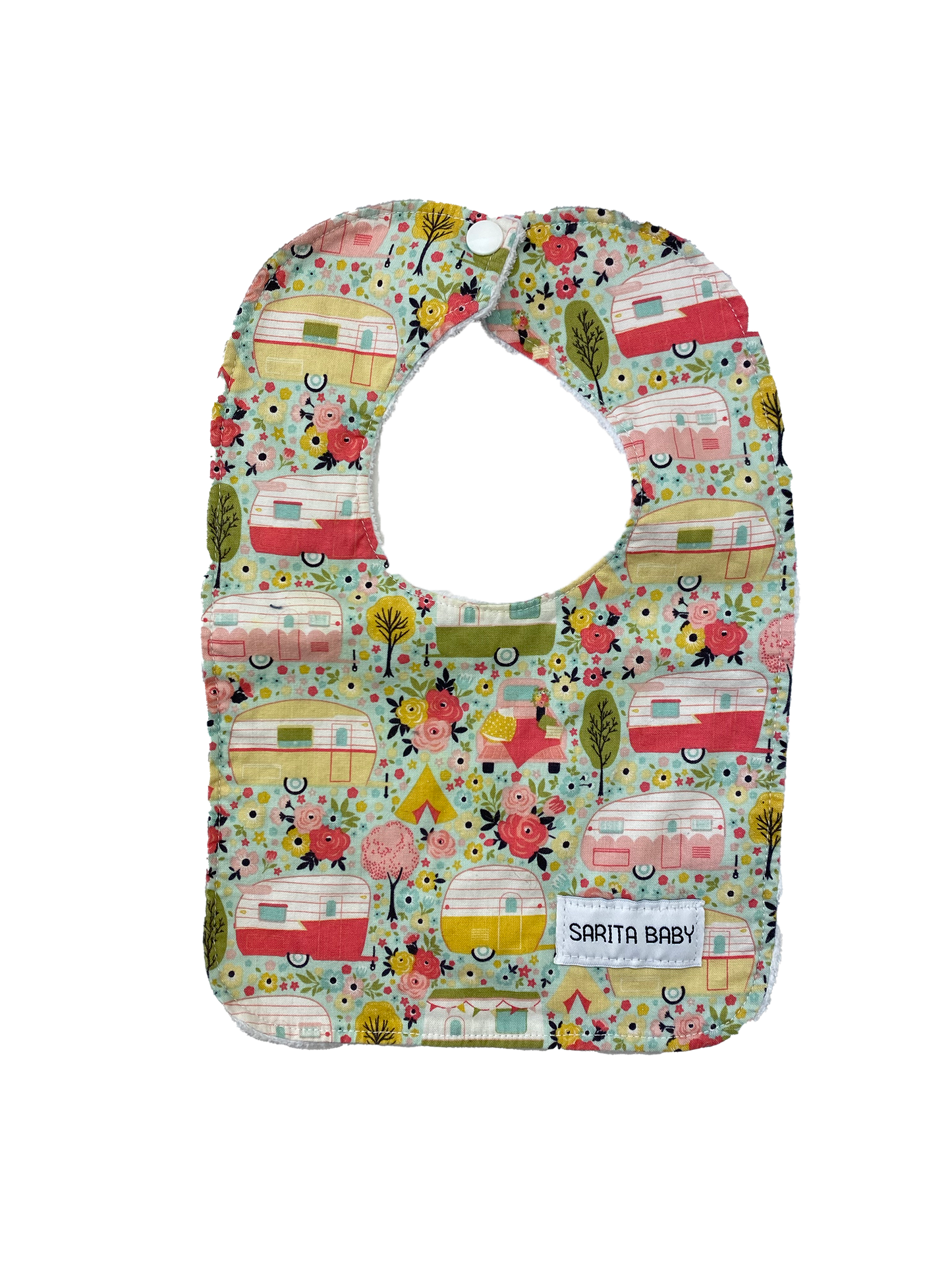 Sarita Baby Minky Lined Bib with Camper Trailers OS