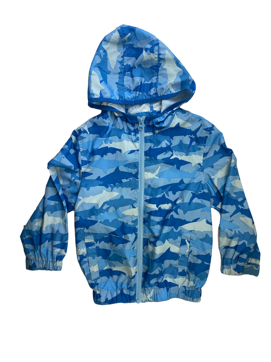 Joe Fresh Blue Rain Shell with Sharks 4T