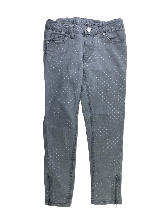 Cherokee Grey Jeans with White Polka Dots & Ankle Zippers 10