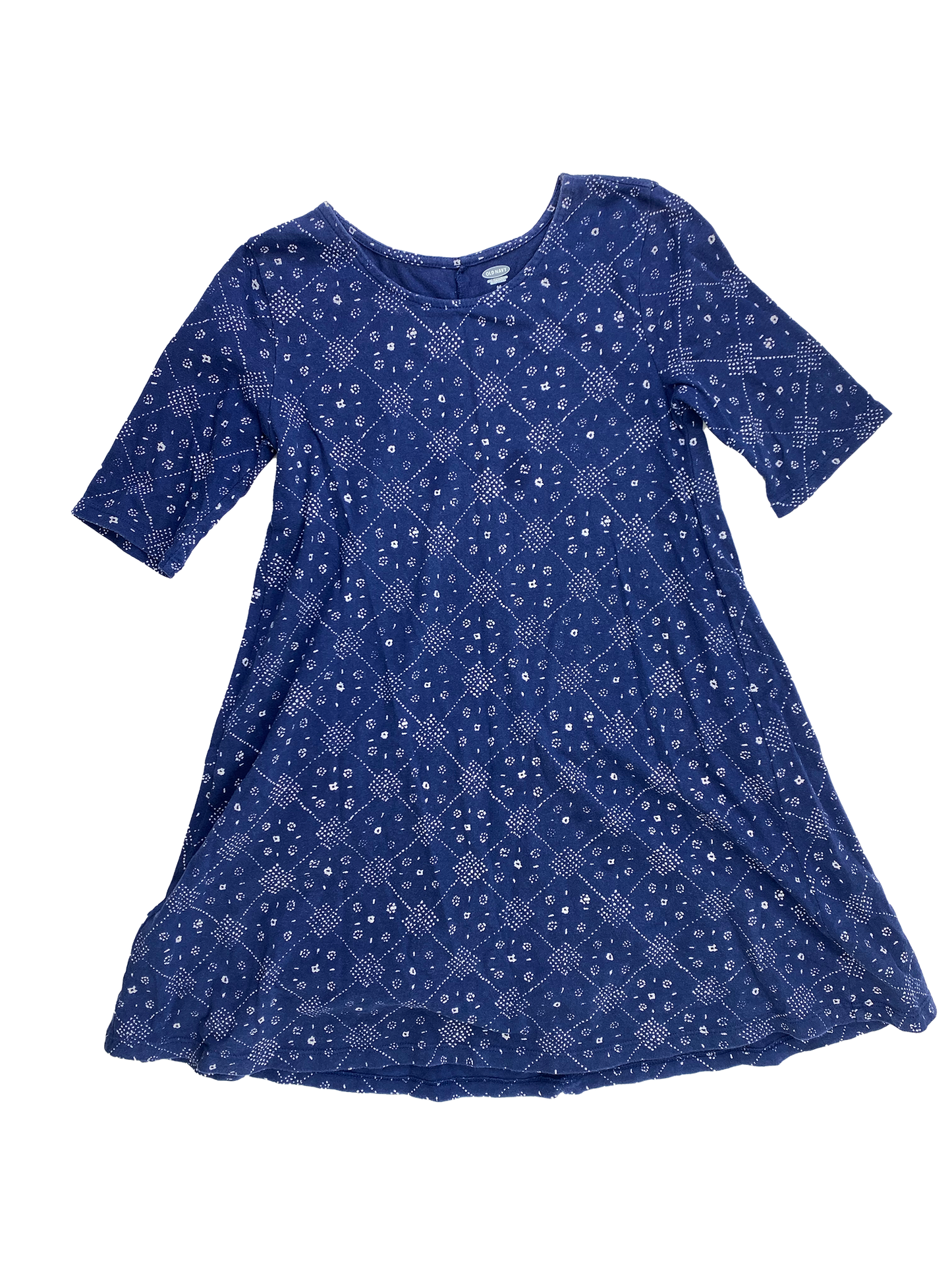 Old Navy Blue Dress with White Dotted Pattern 8