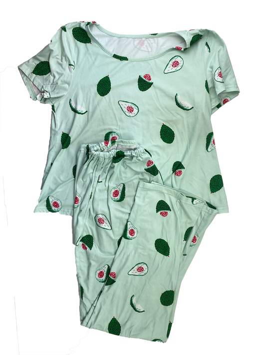 Green Maternity PJ Set with Avocados M