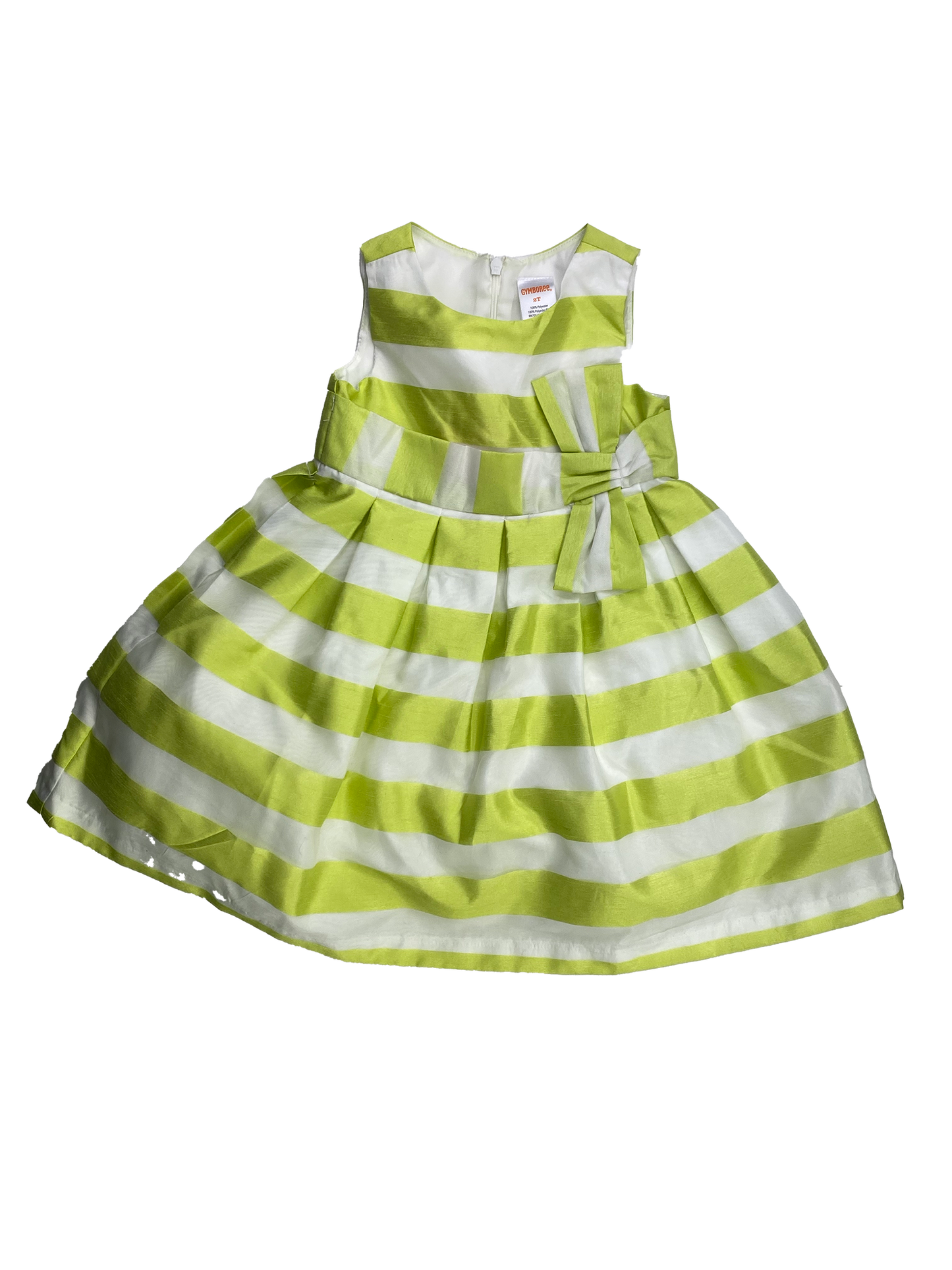 Gymboree Green & White Striped Dress with Bow 2T