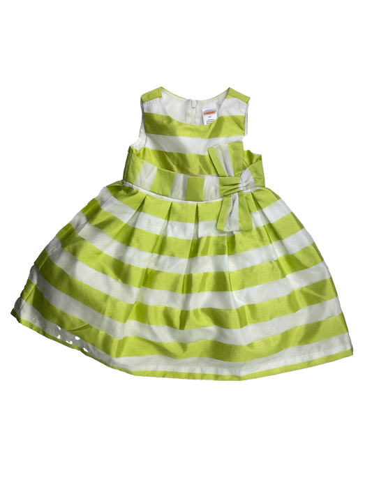 Gymboree Green & White Striped Dress with Bow 2T