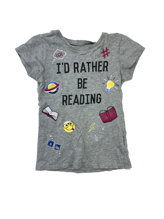 The Children's Place Grey T-Shirt with "I'd Rather Be Reading" 4