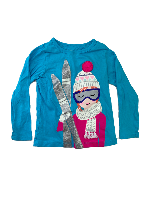 Carter's Teal Long Sleeve with Skier in Toque 3T