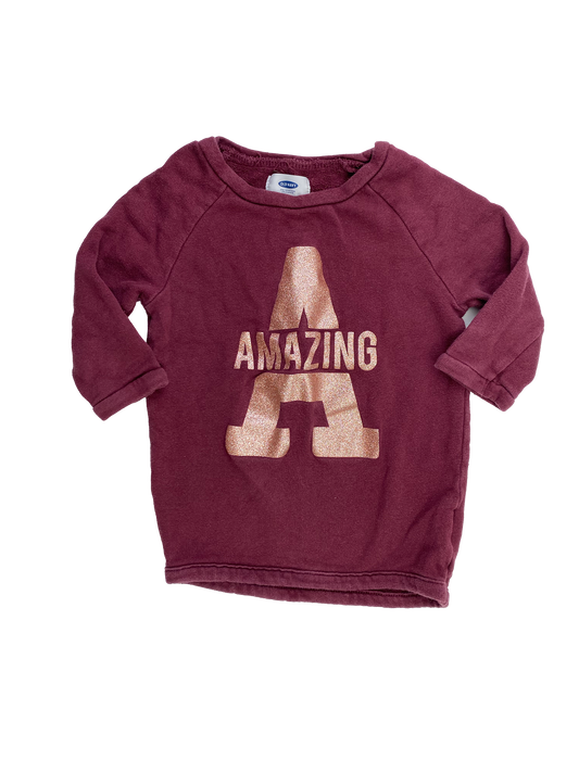 Old Navy Burgundy 3/4 Sleeve Pull-Over Sweater with "Amazing" 5T