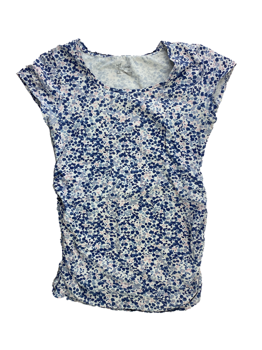 Thyme Maternity T-Shirt with Blue & Pink Flowers S