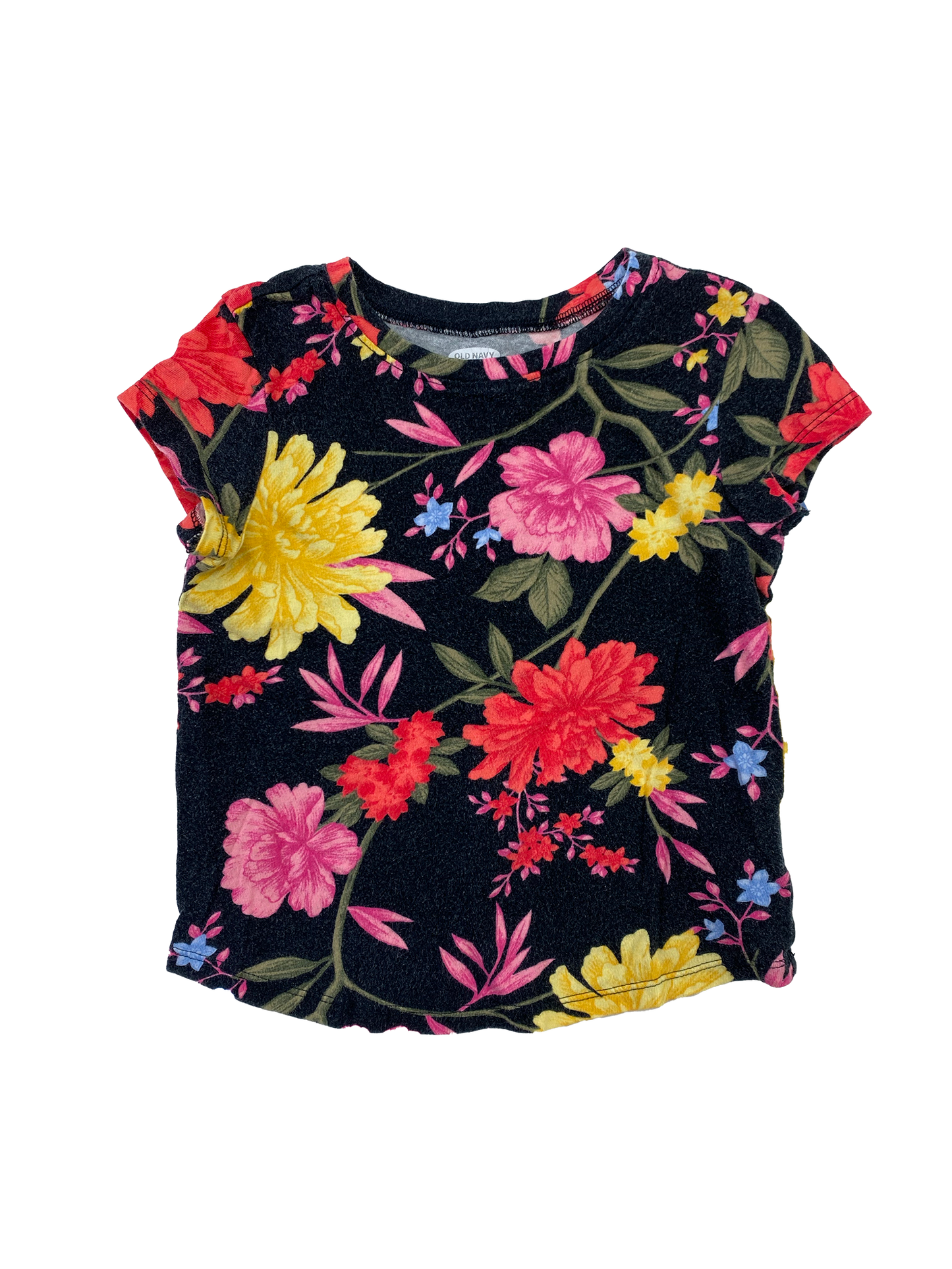 Old Navy Black T-Shirt with Flowers 3T