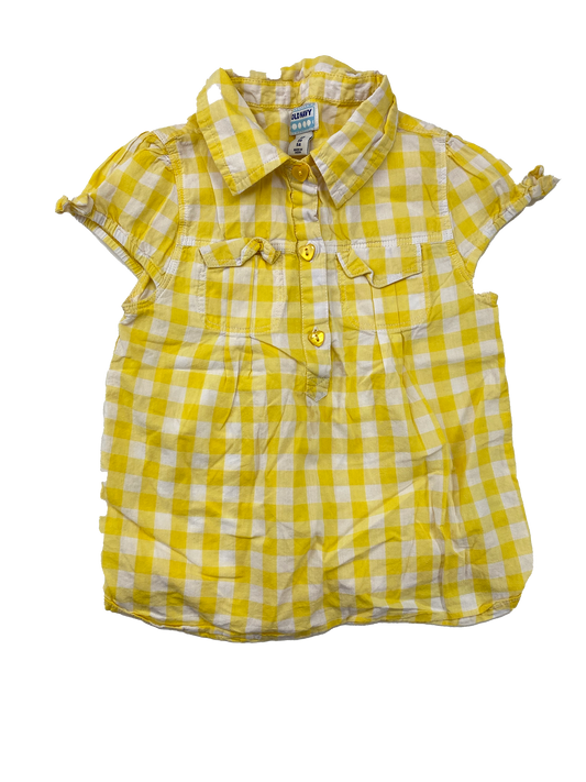 Old Navy Yellow Gingham Half-Button Short Sleeve Shirt 5