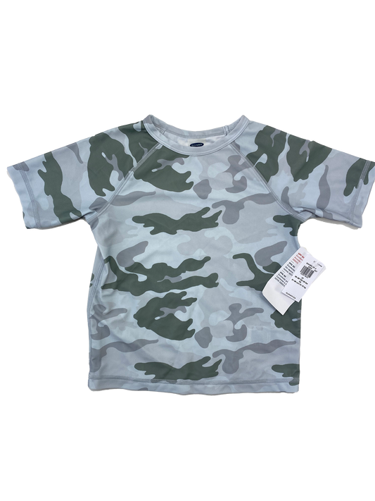 Old Navy Green & Grey Camo Short Sleeve Rash Guard 3T