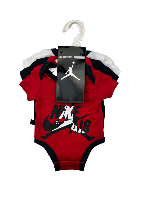 Nike Air Jordan 3-Pack Red, Black & White Onesies NB