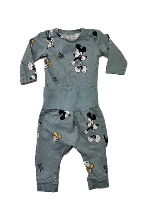 H&M Teal 2-Piece Set with Mickey Mouse & Donald Duck 3M