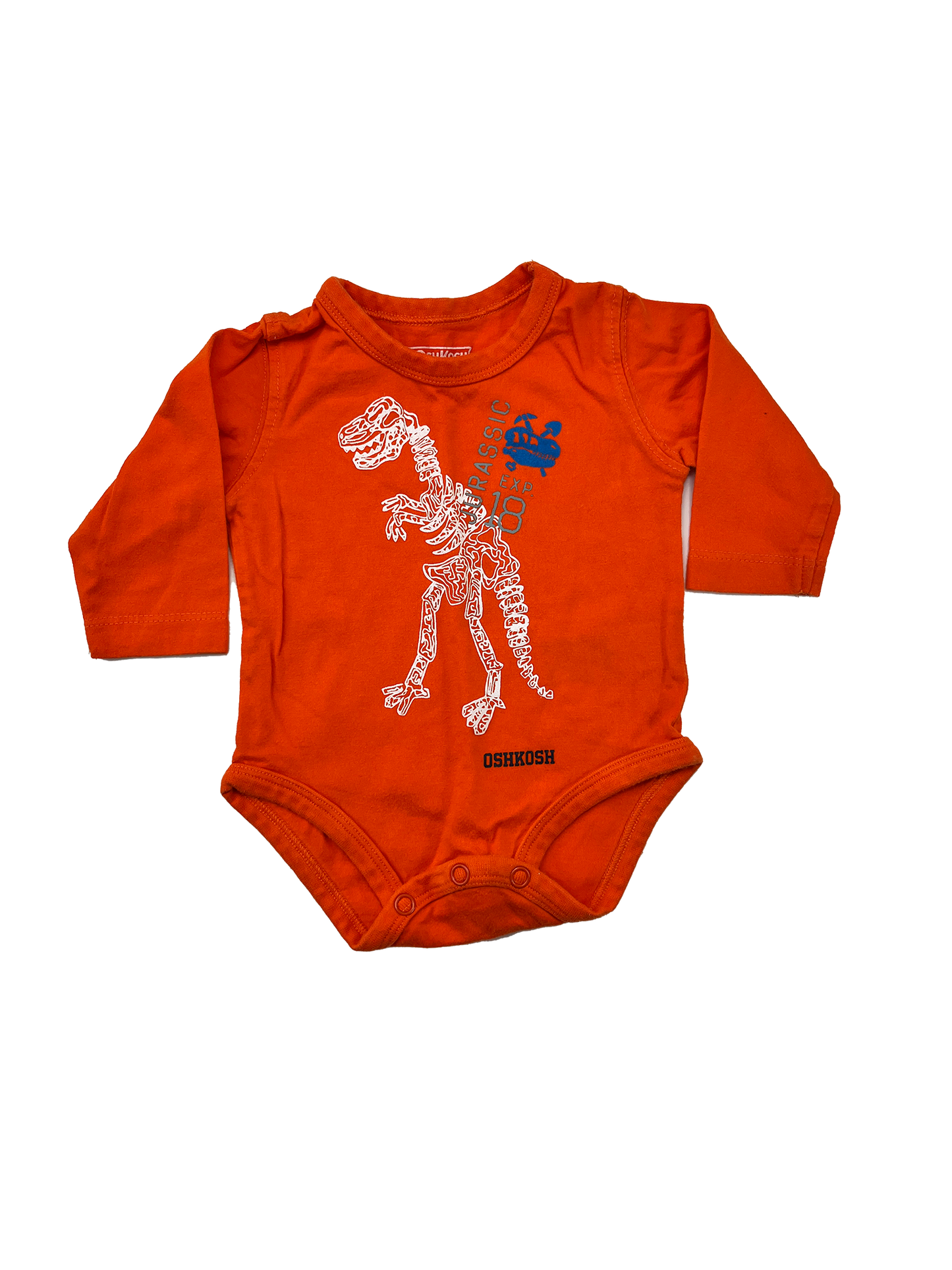 OshKosh Orange Long Sleeve Onesie with Dinosaur 3M