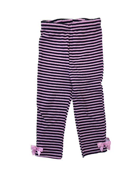 Hello Kitty Black & Pink Striped Leggings with Bows 2T