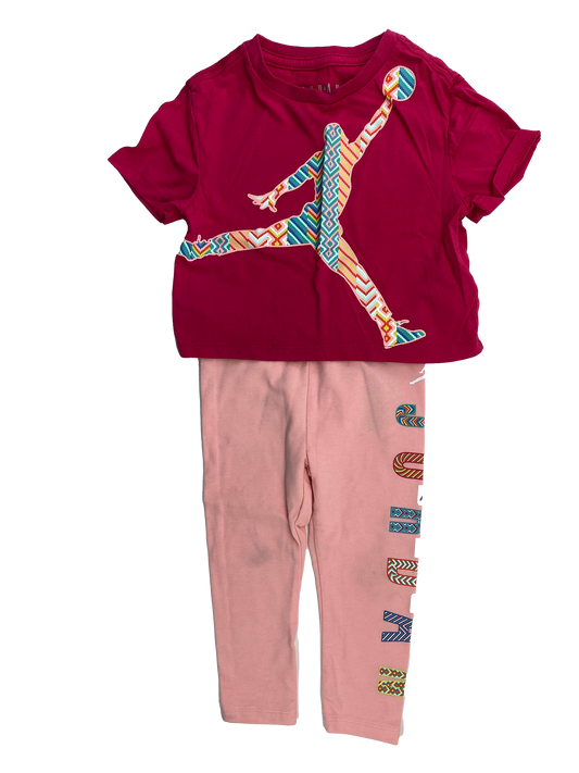 ❗️Stain: Air Jordan Pink 2-Piece Set with Logo 2T
