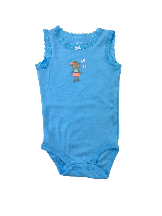 Carter's Turquoise Tank Top Onesie with Lace & Monkey with Butterflies 9M
