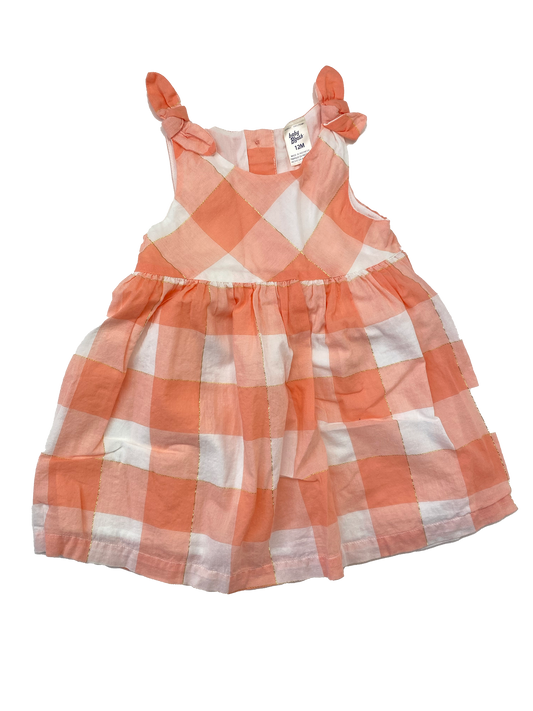 Baby B'Gosh Peach & White Plaid Dress with Bloomers 12M
