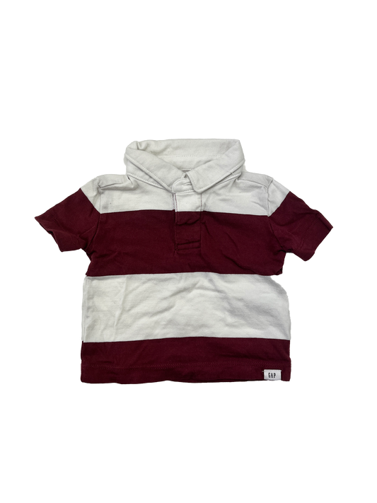 Baby Gap White & Burgundy Short Sleeve Polo Shirt 0-3M