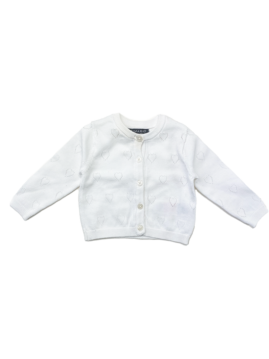 ❗️Stain: Primark White Cardigan with Hearts 0-3M