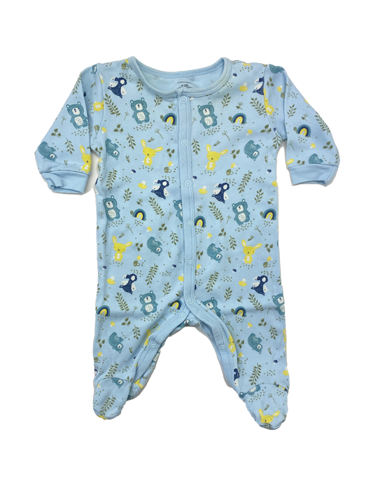 ❗️Small Stain: George Blue Footed Sleeper with Bears 0-3M