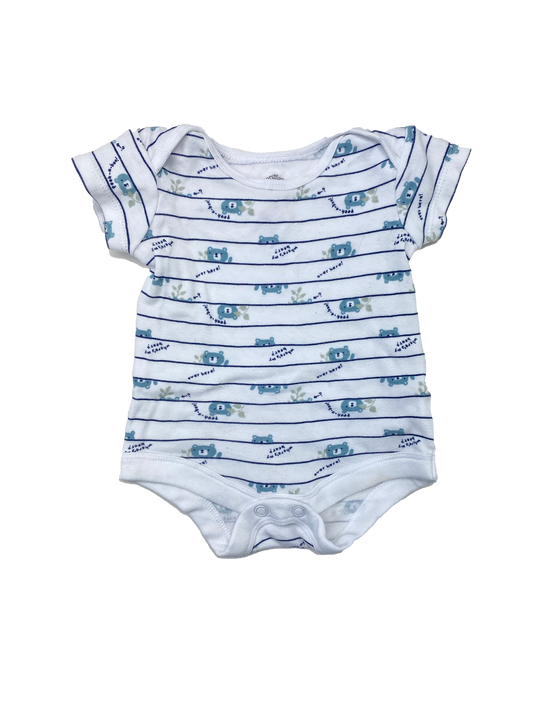 George White Onesie with Navy Stripes & Blue Bears NB