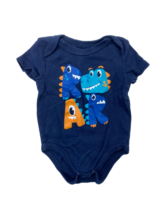 Monkey Bars Navy Onesie with "ROAR" Dinosaurs 0-3M