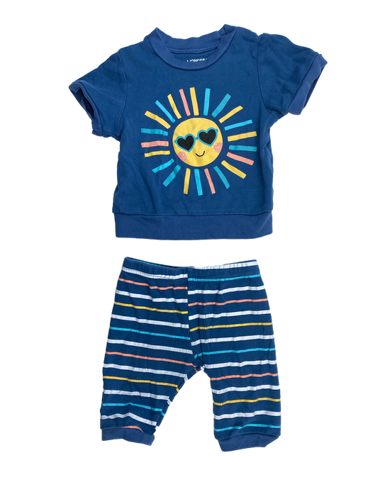 Wonder Co. Blue PJ Set T-Shirt & Shorts with Sun 2T