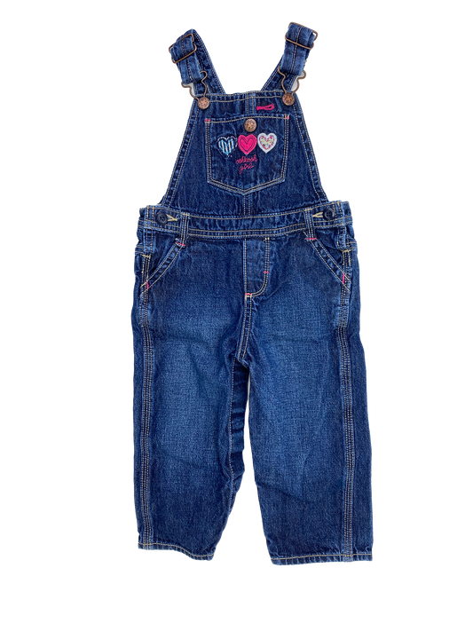 OshKosh Dark Wash Overalls with Hearts 18M