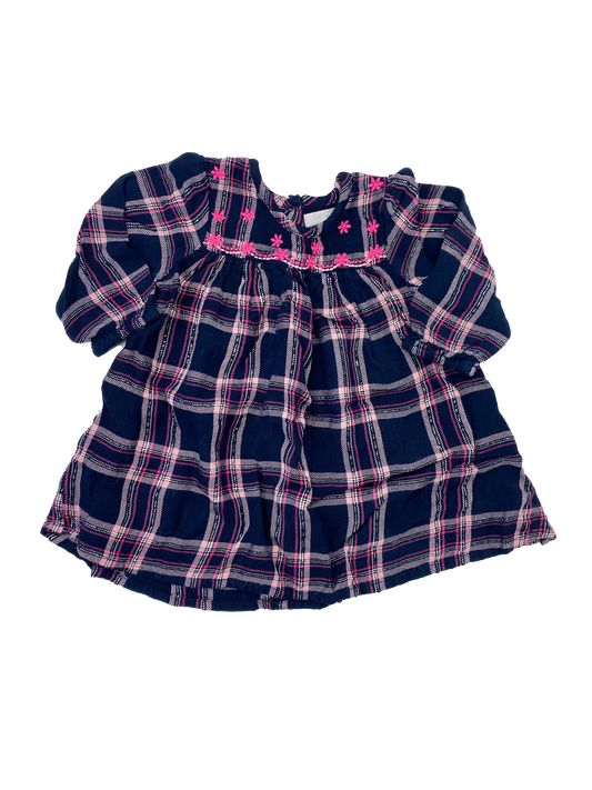 George Navy & Pink Plaid Long Sleeve Shirt 3-6M