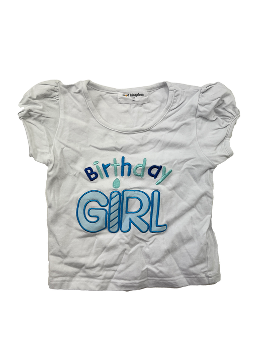 Mud Kindgom White T-Shirt with "Birthday GIrl" 2T