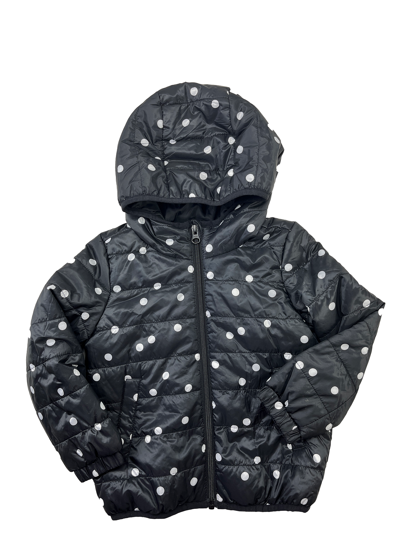 Joe Fresh Black Puffer Winter Jacket with White Dots 3T