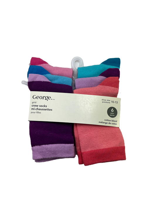 George Girls 6 Crew Socks Sizes 10-13