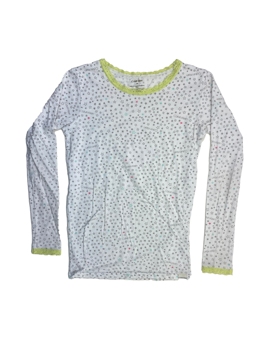 Calvin Klein White PJ Long Sleeve with Stars 10