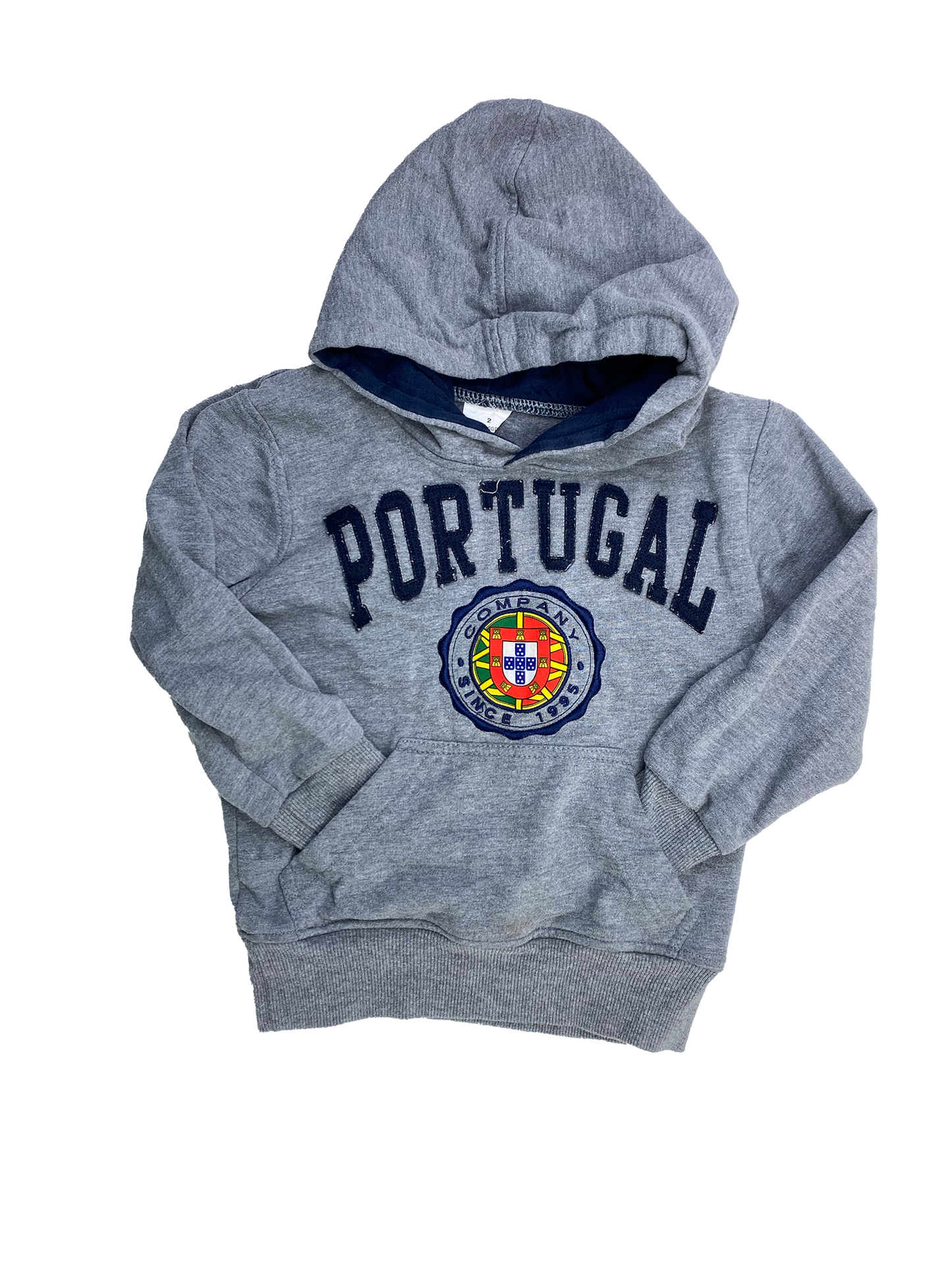 ❗️Small Stain: Grey Pull-Over Hoodie with "Portugal" 2T