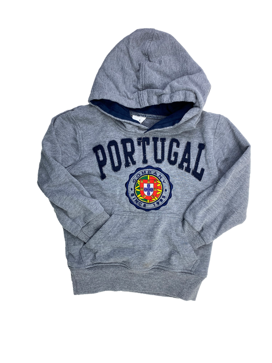 ❗️Small Stain: Grey Pull-Over Hoodie with "Portugal" 2T