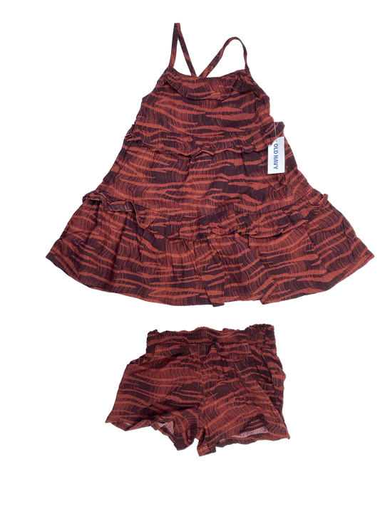 Old Navy 2-Piece Set Maroon Tank Top Dress & Shorts 2T/5T