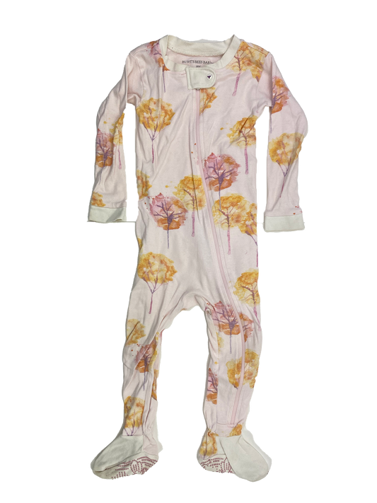 Burt's Bees Pink Footed Sleeper with Yellow & Pink Trees 18M